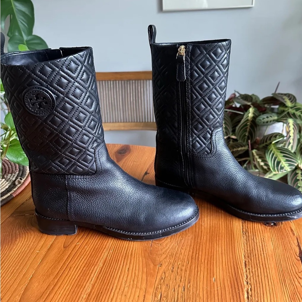 Tory Burch Black Quilted Boots - Picture 3 of 7
